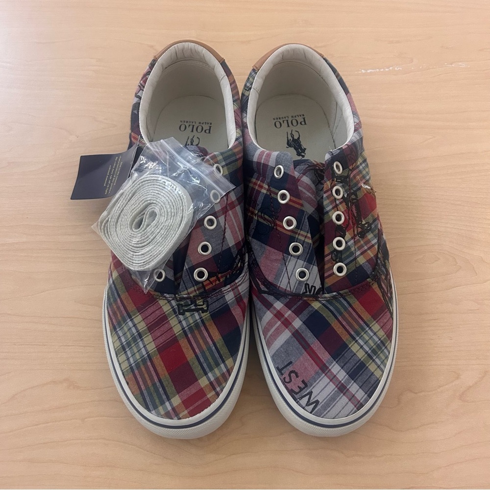 Polo Ralph Lauren Madras Boat Shoes - Size 12